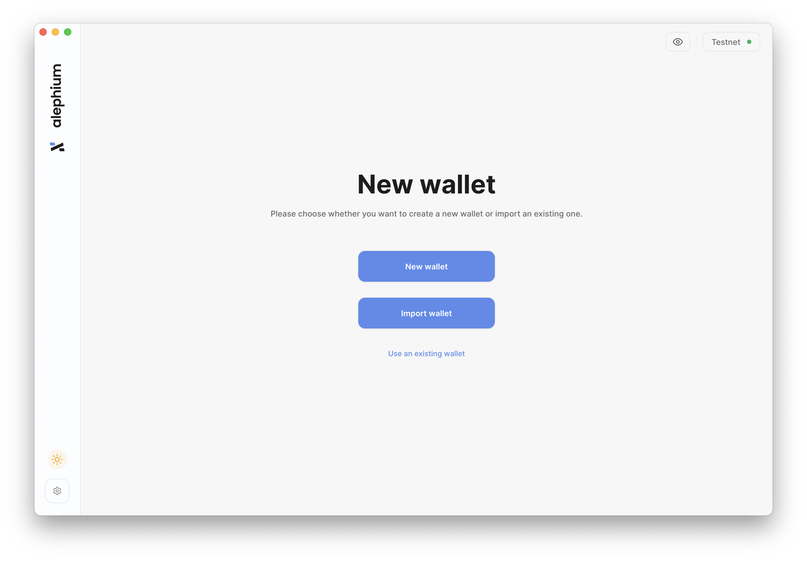 Prompt to create new wallet